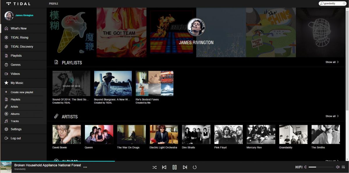 tidal music user page
